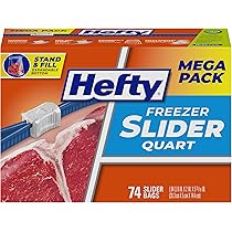 Amazon.com: Hefty 4-24 CT Gallon Freezer Slider Bags, 96 CT : Home ...