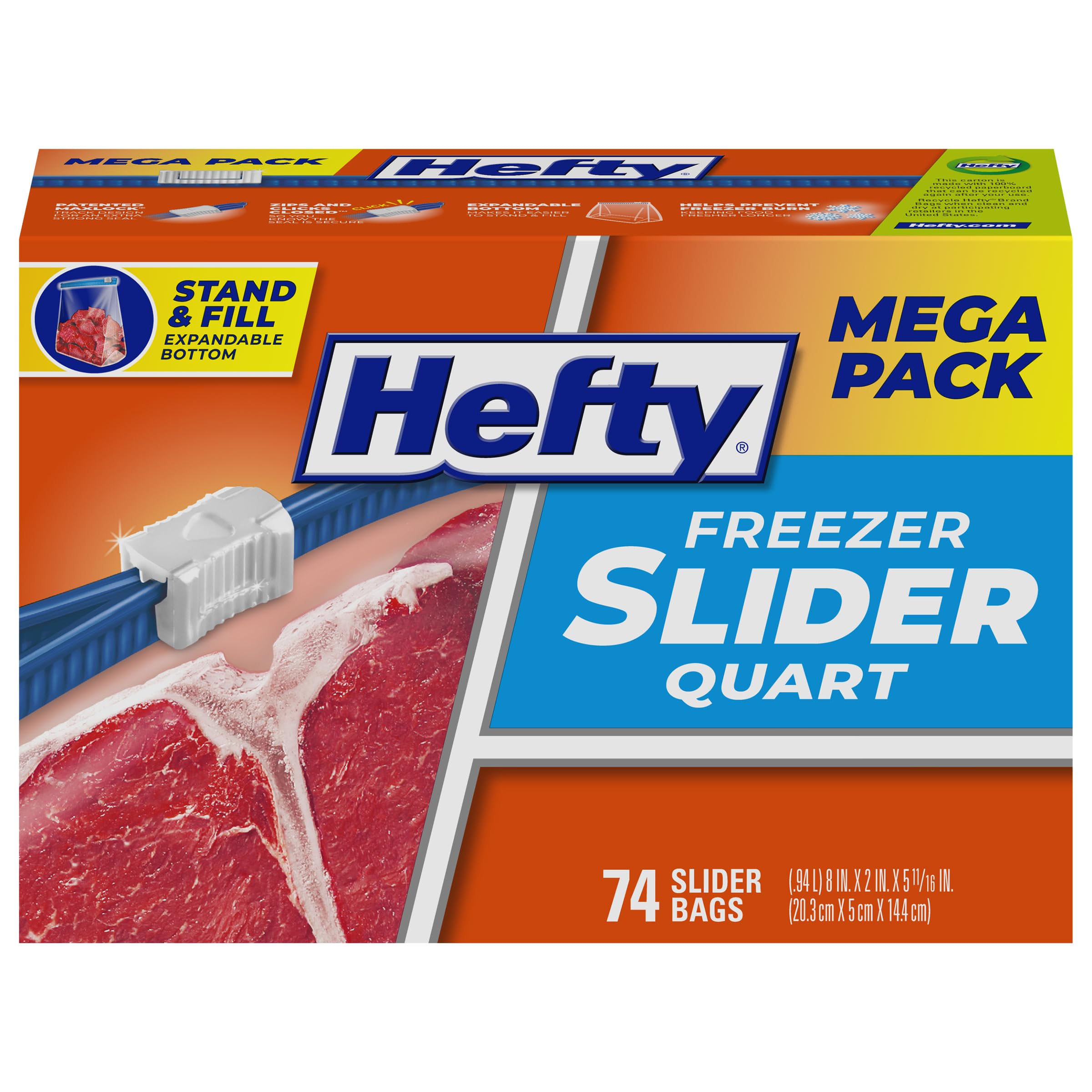 Photo 1 of *** 15 COUNT *** Hefty Slider Freezer Kitchen Storage Bags, Quart Size, 15 Count