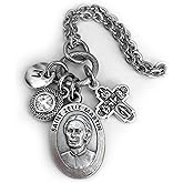 St. Zelie Martin Necklace, Keychain or Clip, Patron Saint Confirmation Gift, Birthstone Crystal and Initial Charm