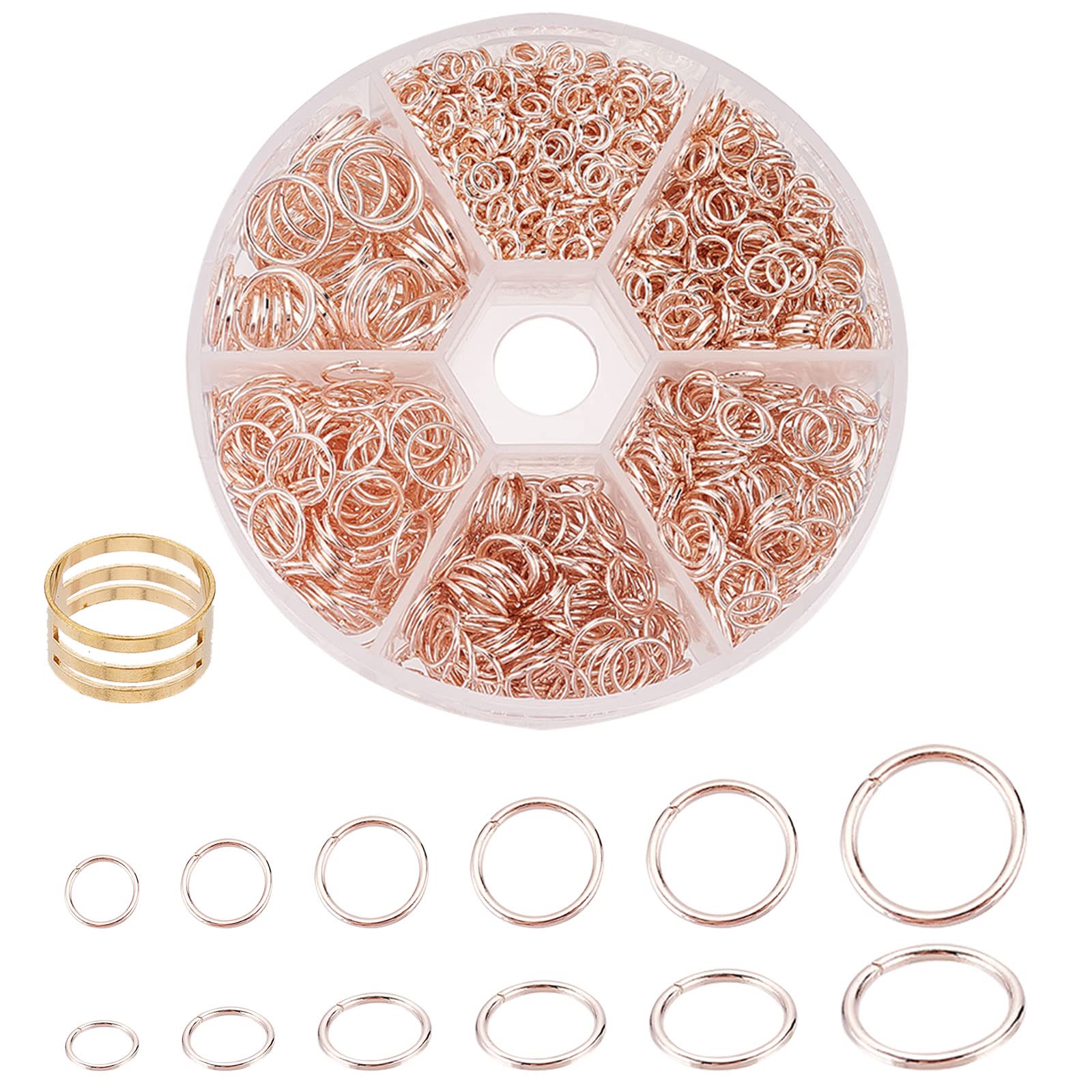 PH PandaHall 6 Size Open Jump Rings, Rose Gold Jump Rings Jewellery Connector Ring O Rings Connectors for Earring Necklace Bracelet Jewellery Keychain Making (4/5/6/7/8/10mm)