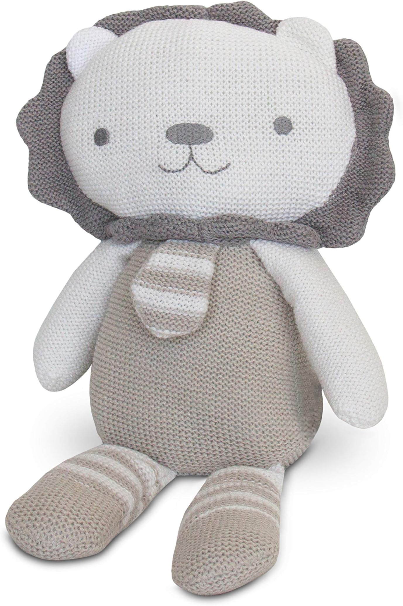 Living Textiles Baby Knit Plush Toy w/Rattle - Austin Lion - Premium 100% Cotton Super Cute Soft & Fun Stuffed Animal Character | for Infant,Newborn,Stuff,Knit,Doll,Gift,Shower,Boy,Girl