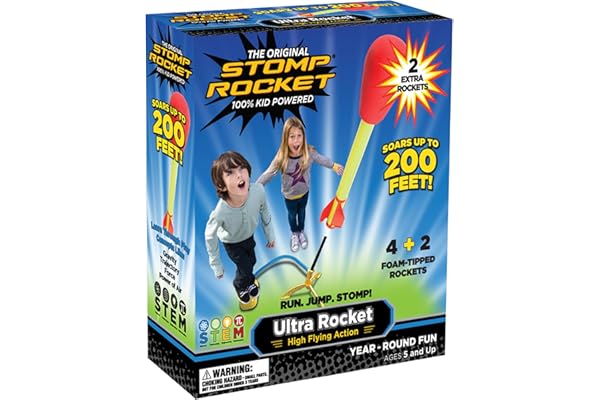 Stomp Rocket Ultra Rocket Launcher for Kids, 6 Rockets - Fun Backyard & Outdoor Kids Toys Gifts for Boys & Girls - High Flyin
