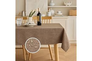 Decorelia Waterproof Rectangular Linen Tablecloth for Dining Room, Rustic Farmhouse Tablecloth for Room Decor, Tablecloth for