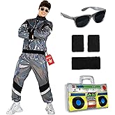 Morph Silver 80s Track Suit Mens 80s Costumes For Men, 1980s Costume For Women, Halloween Costumes For Adults Tracksuits 90s
