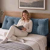 ASLUMBER Headboard Pillow Queen, Wedge Pillow for Headboard, Backrest Pillows for Reading, Sitting, Working in Bed, Daybed Soft Pillows with Removable Cover for Bed Dorm Sofa, Navy Blue