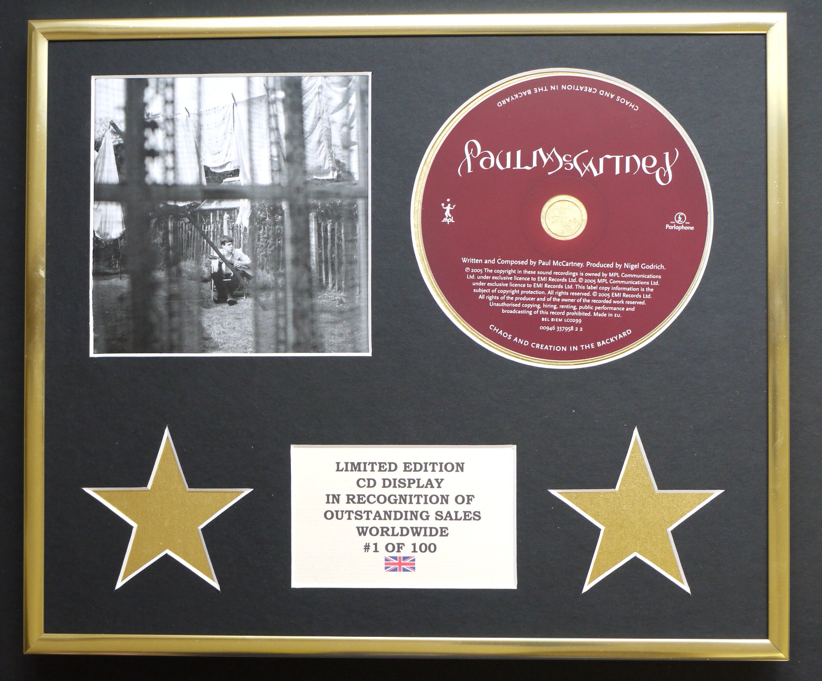 PAUL MCCARTNEY/CD DISPLAY/LIMITED EDITION/COA/CHAOS AND CREATION IN THE BACKYARD