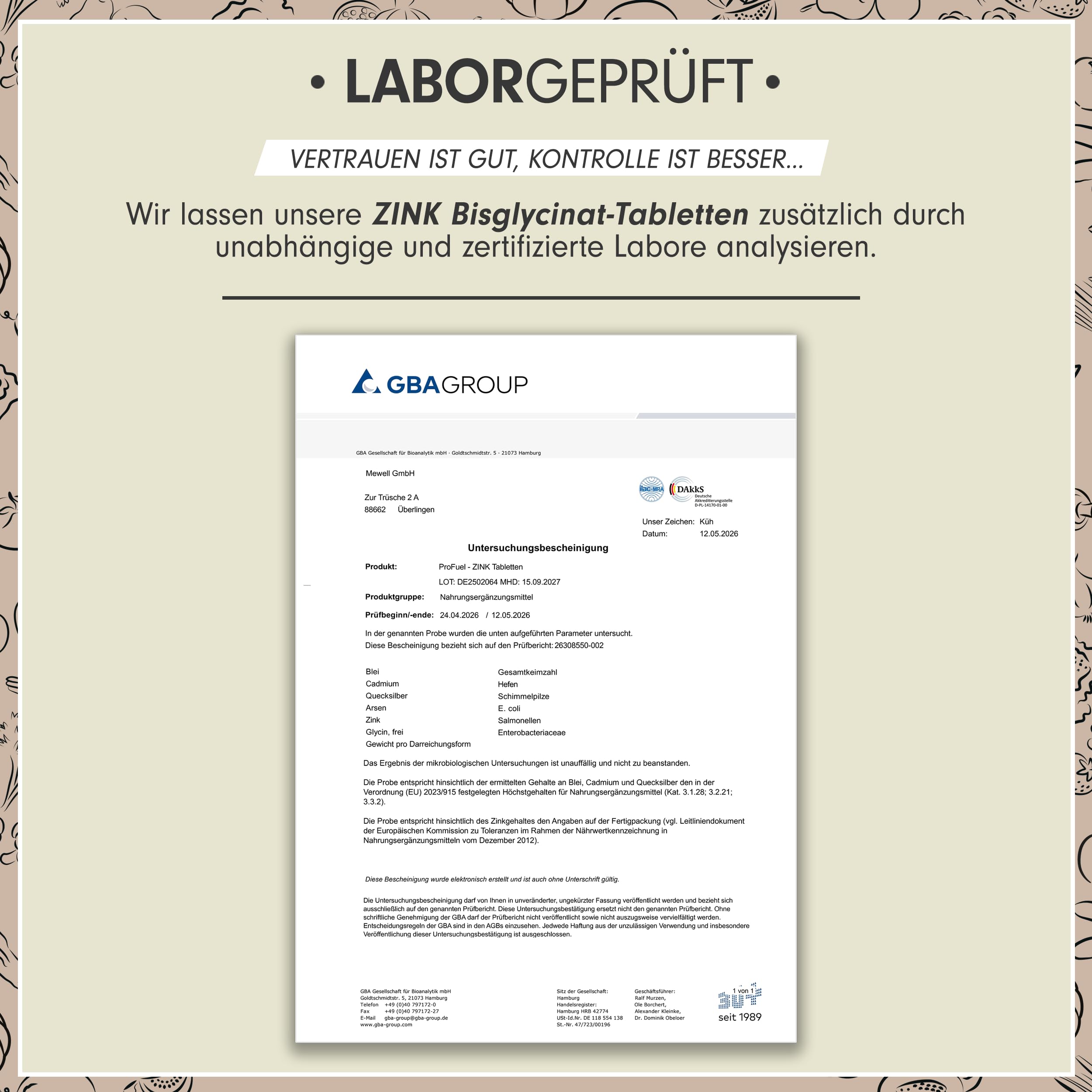 Zink 25mg - 365 Tabletten (vegan) mit Zinkbisglycinat (Zink-Chelat) für höchste Bioverfügbarkeit - laborgeprüft mit Zertifikat - optimal hochdosiert - 1 Jahresvorrat - ProFuel 5