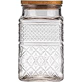 WHJY Glass Storage Container with Lid, Airtight Glass Jars, Farmhouse Tea Canister, Dog Treat Jar for Pet, Glass Candy Cookies Coffee Canister Jar Bath Salt Container - Square 67 oz