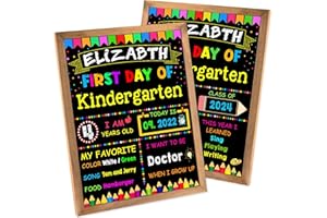 OFFICYGNET First & Last Day of School Chalkboard with Frame, 11 x 14 Inch Double Sided Back to School Sign for Kids/Girls/Boys, Reusable Wooden My 1st Day of Preschool/Kindergarten Photo Props Supplies