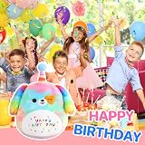 SQEQE Happy Birthday Rainbow Dog Plush Toy 35cm Soft Stuffed Animal Gift view 2