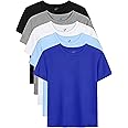 YERIOK 5 Pack Boys Shirts Short Sleeve Shirts for Boys Cotton T-Shirts Kids Toddler Tshirts Tees Clothes Summer Tops