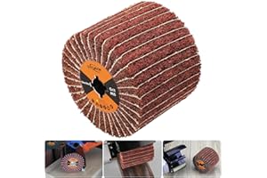 POTUINOM Non-Woven Wheel Surface Conditioning Tool, 60 Grit 120 x 100 x 19 mm Abrasive Drawing Polishing Wheel with Sandpaper for Wood Metal Burnishing Wheel 4.7"x 4"