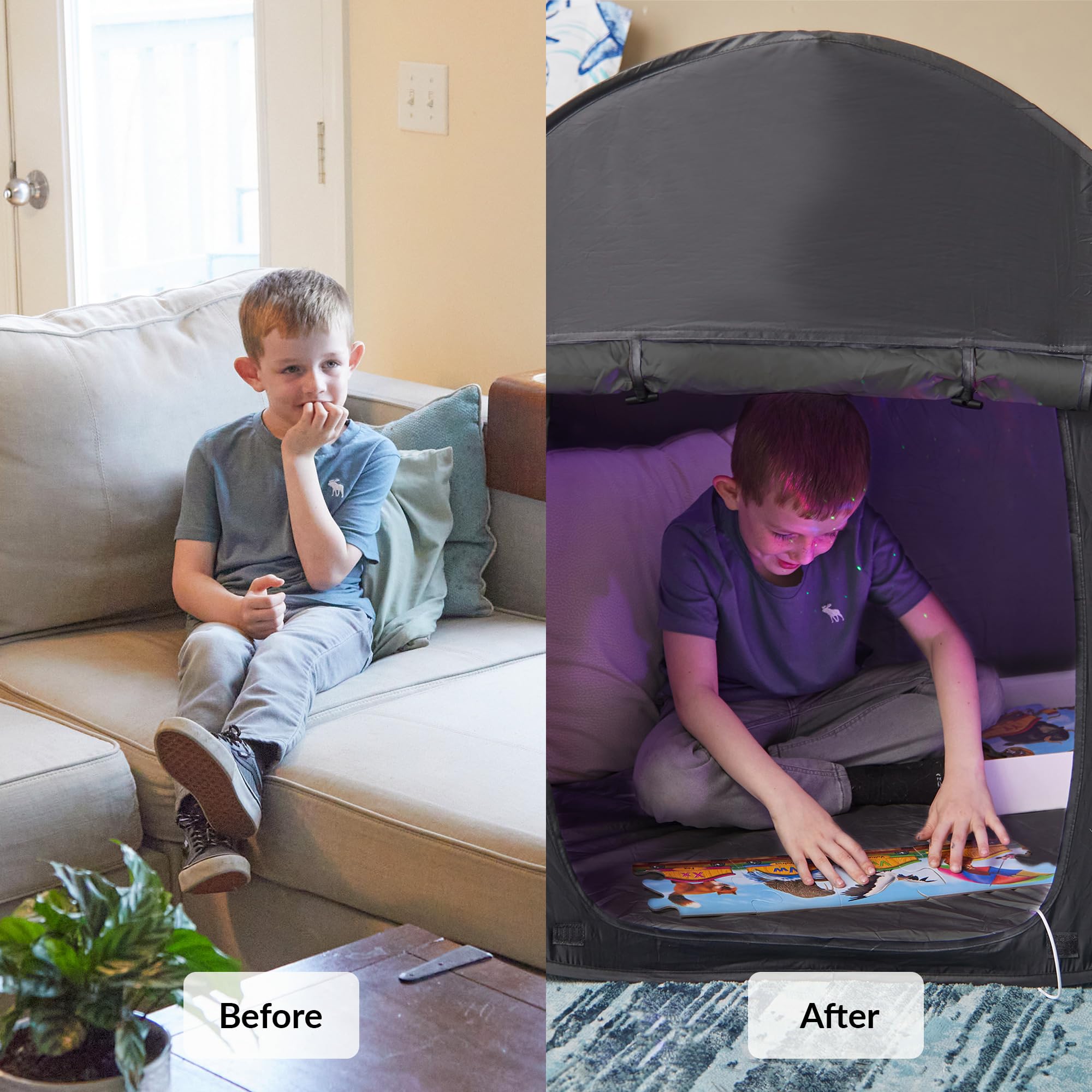 Sensory Play Tent | Calming Hideout for Kids | Sensory Den | Pop-up | Blackout | Indoor Tent | Easy to Setup | Helps with: SPD, Anxiety, ADHD, Autism & More | Single Size