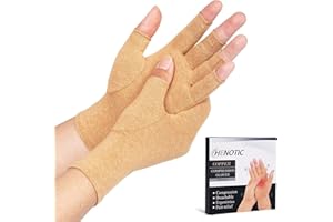 HENOTIC Arthritis Compression Gloves for Women Men, Fingerless Breathable & Moisture Wicking Compression Gloves for Relieving Carpal Tunnel Aches, Rheumatoid Pains, Joint Swell Nude S
