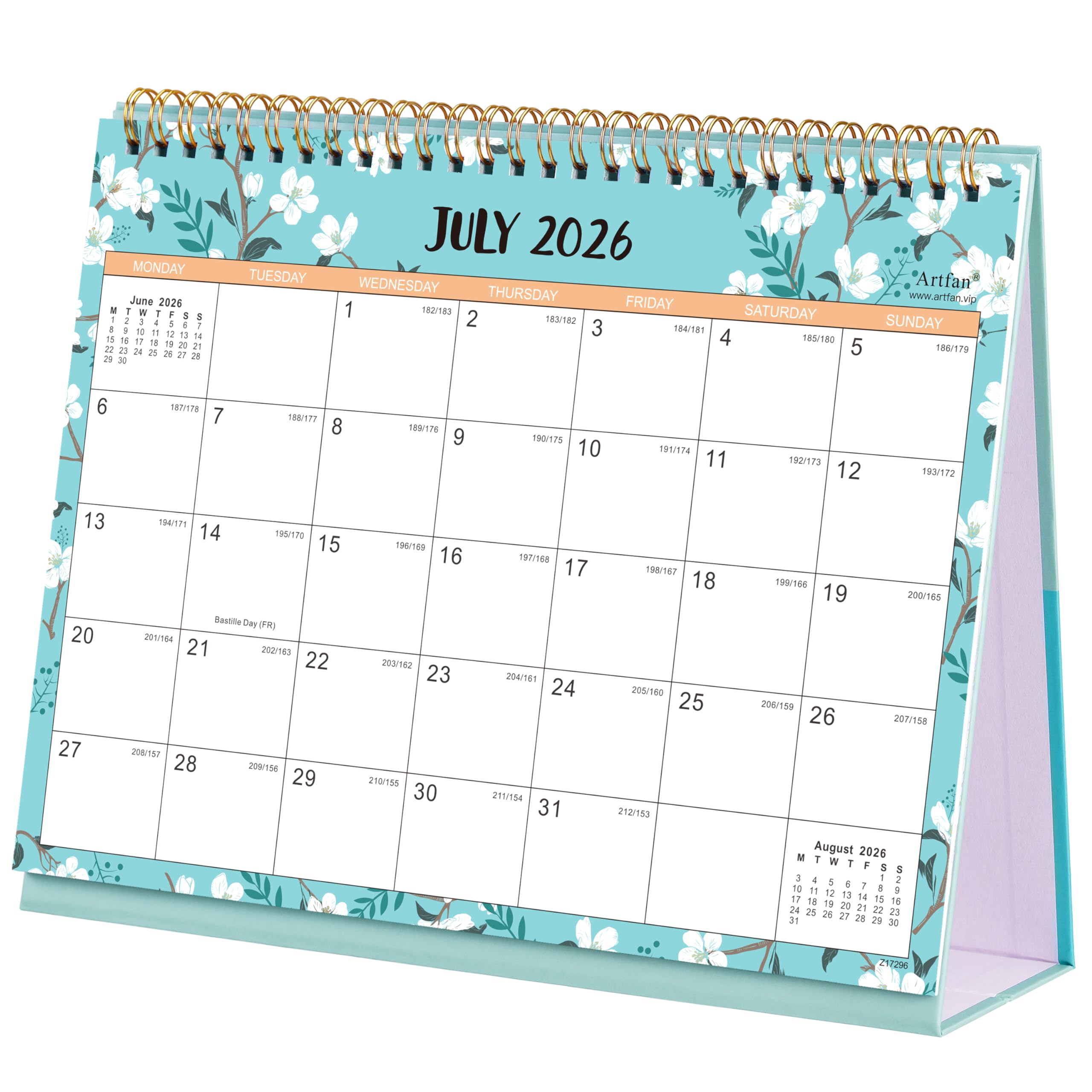 2026-2027 Desk Calendar - Desk Calendar 2026-2027 uk with Thick Paper, July 2026 - December 2027, 25.5 x 20.5 x 8 cm, Twin-Wire Binding, Green