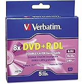 Verbatim DVD+R DL 8.5GB 8X with Branded Surface - 5pk Jewel Case Box