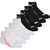PUMA Girls' 8-pack Quarter Crew Socks, Everyday Wear for Kids, Extra Cushion &amp; Arch Support