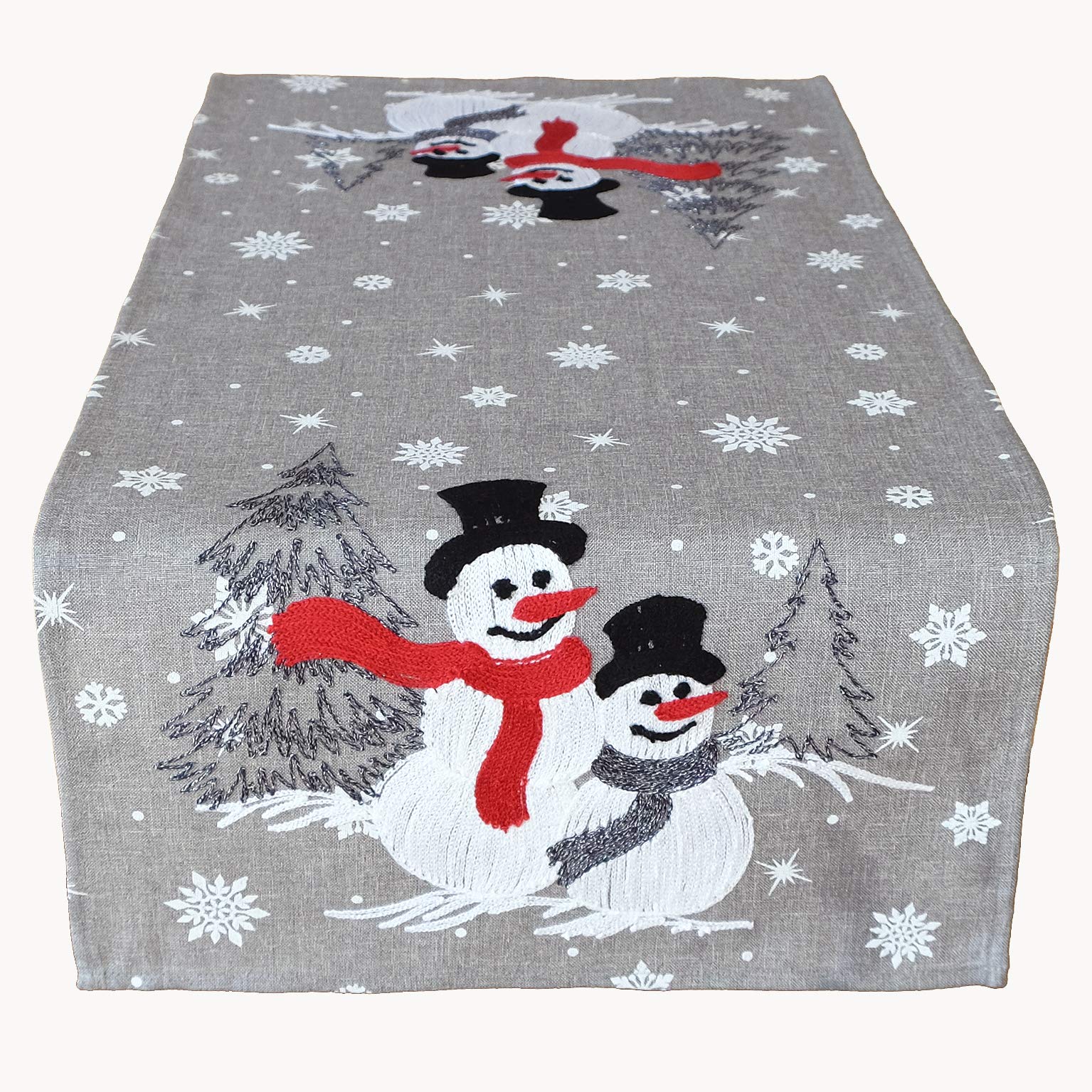 Raebel OHG Table Cloth Embroidery Snowmen Tablecloth Christmas Decoration Christmas Tablecloth (40 x 85 cm)