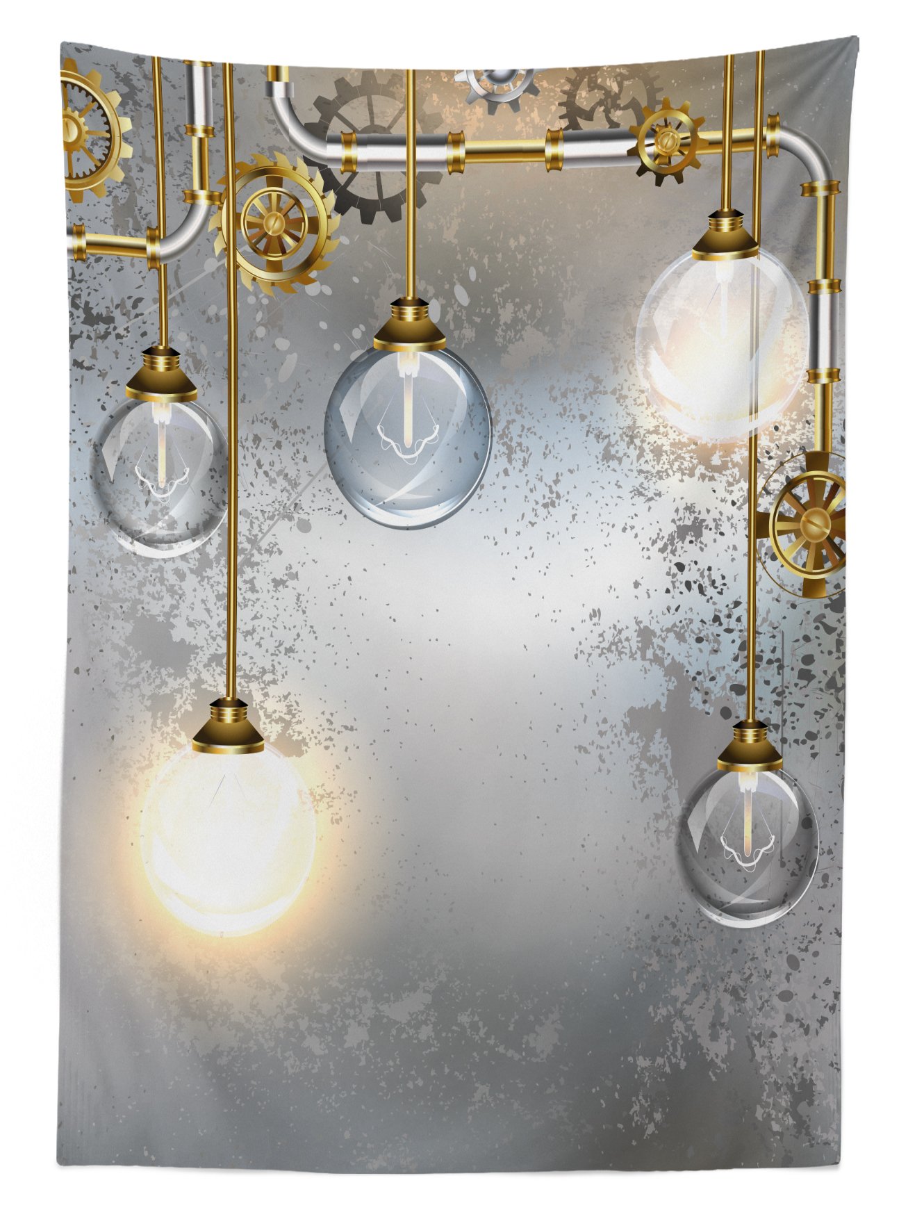 Ambesonne Industrial Tablecloth, Steampunk Style Antique Composition Brass Fastening Round Print