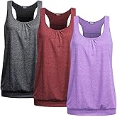 Beyove 3 Pack Banded Bottom Workout Tops for Women Tummy Flattering Yoga Tank Tops Plus Size Racerback Athletic Gym Shirts