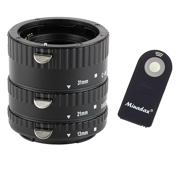 Automatik Zwischenringe '3-teilig 31mm, 21mm & 13mm' fuer Makrofotographie passend zu Canon EF/EF-S + Infrarot Auslöser