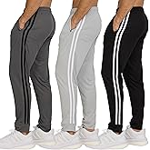 PURE CHAMP Men’s 3 Pack Mesh Joggers with Zipper Pockets, Athletic Pants for Men – Moisture-Wicking Gym Sweatpants Men