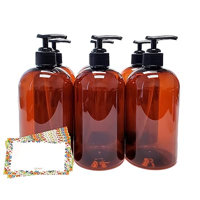 Download Buy Ljdeals 16 Oz Amber Plastic Bottle With Black Lotion Pump Pack Of 6 Bpa Free Made In Usa Bonus 6 Waterproof Labels Online In Turkey B07wht5d1x
