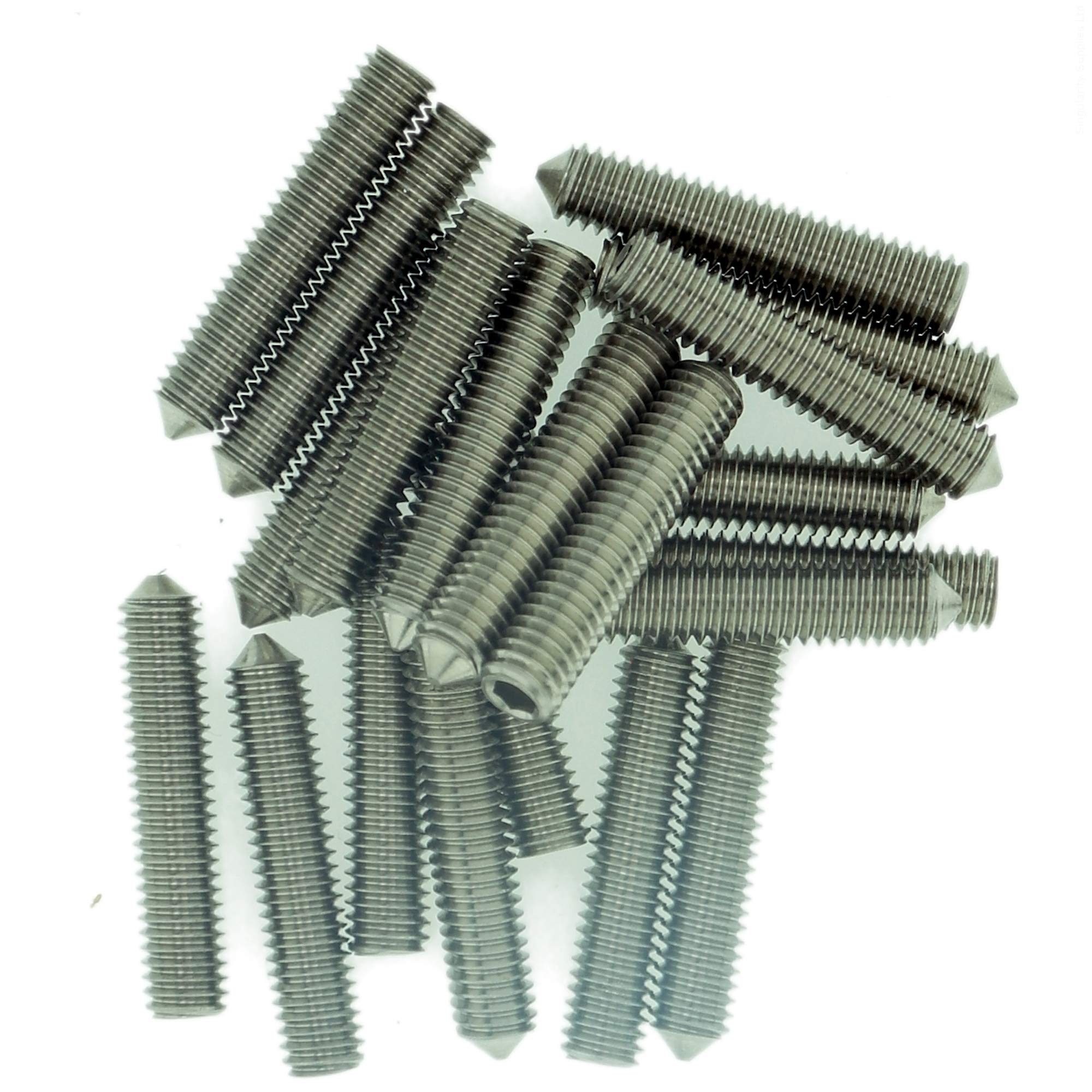 M5 (5mm x 16mm) Hex Socket Grub Screw (Cone Point) - Stainless Steel (A2) (Pack of 20)