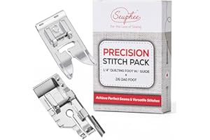 Precision Stitch Pack – Quarter Inch Quilting Foot with Guide & 7mm Zig Zag Sewing Machine Foot, Low Shank Presser Foot Set f