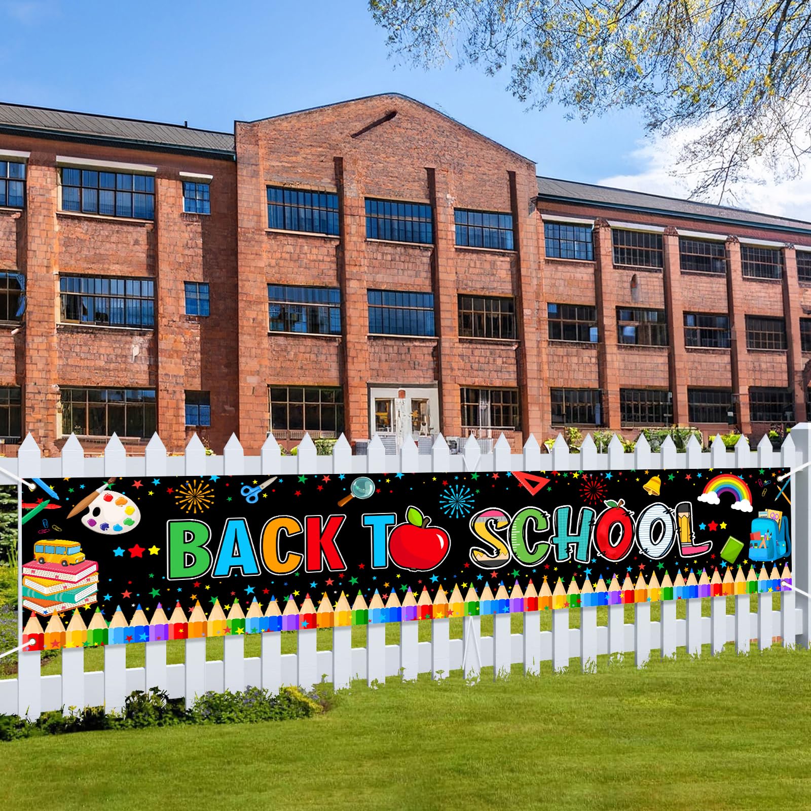Photo 1 of Avezano Back To School Banner Welcome Back to School Banner First Day of Classroom Party Supplies