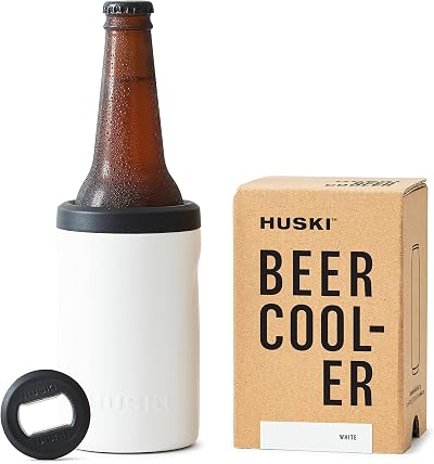 Huski Beer Cooler 2.0 White | Premium 316 Stainless | 3-in-1 Opener