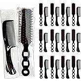 JoseHana Hair Brush and Comb Set, 100 Pcs Bulk for Homeless Individually Wrapped, Lightweight Hair Brush and Comb for Women Kids Hotel Travel (Black)