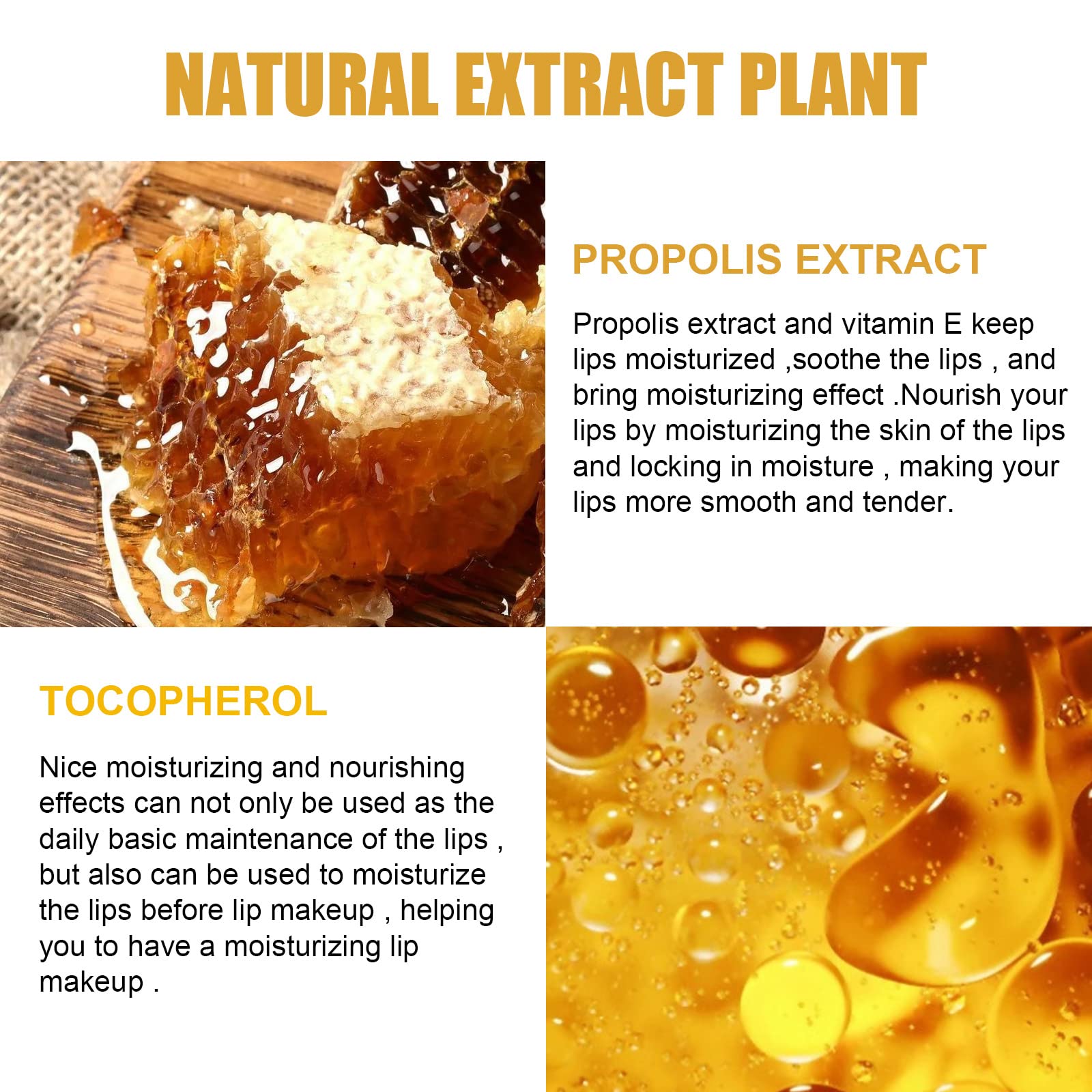 Honey & Strawberry Lip Balm Pot, Hydrating Propolis Sleeping Mask, Prevent Dry & Cracked, Repair Nourishes Skin (2pcs Honey & 2pcs Strawberry)