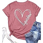 Grandma Shirts Women Grandmother Heart Printed Tshirt Floral Mama Casual Tee Mother Short Sleeve Top Shirt