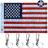WDGG American Flag for Boat Flags Marine 12x18- (4 Heavy Duty Clips) Embroidered Stars and Brass Grommets (Resistant To Sunlight & Saltwater) US Boat Cabin Flag for Various Boat, Yacht
