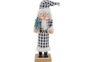 SARO LIFESTYLE Collection Buffalo Plaid Nutcracker, 10"", Black & White (XD590.BW)