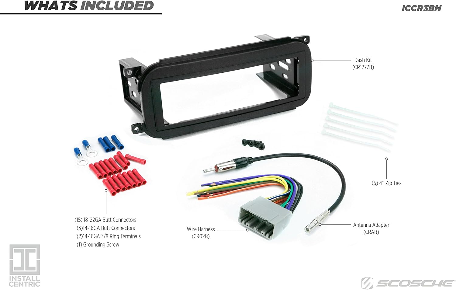 Scosche CR1277B Single DIN Installation Kit for Select 1998-2004 Chrysler/Dodge/Jeep Vehicles: Car Electronics