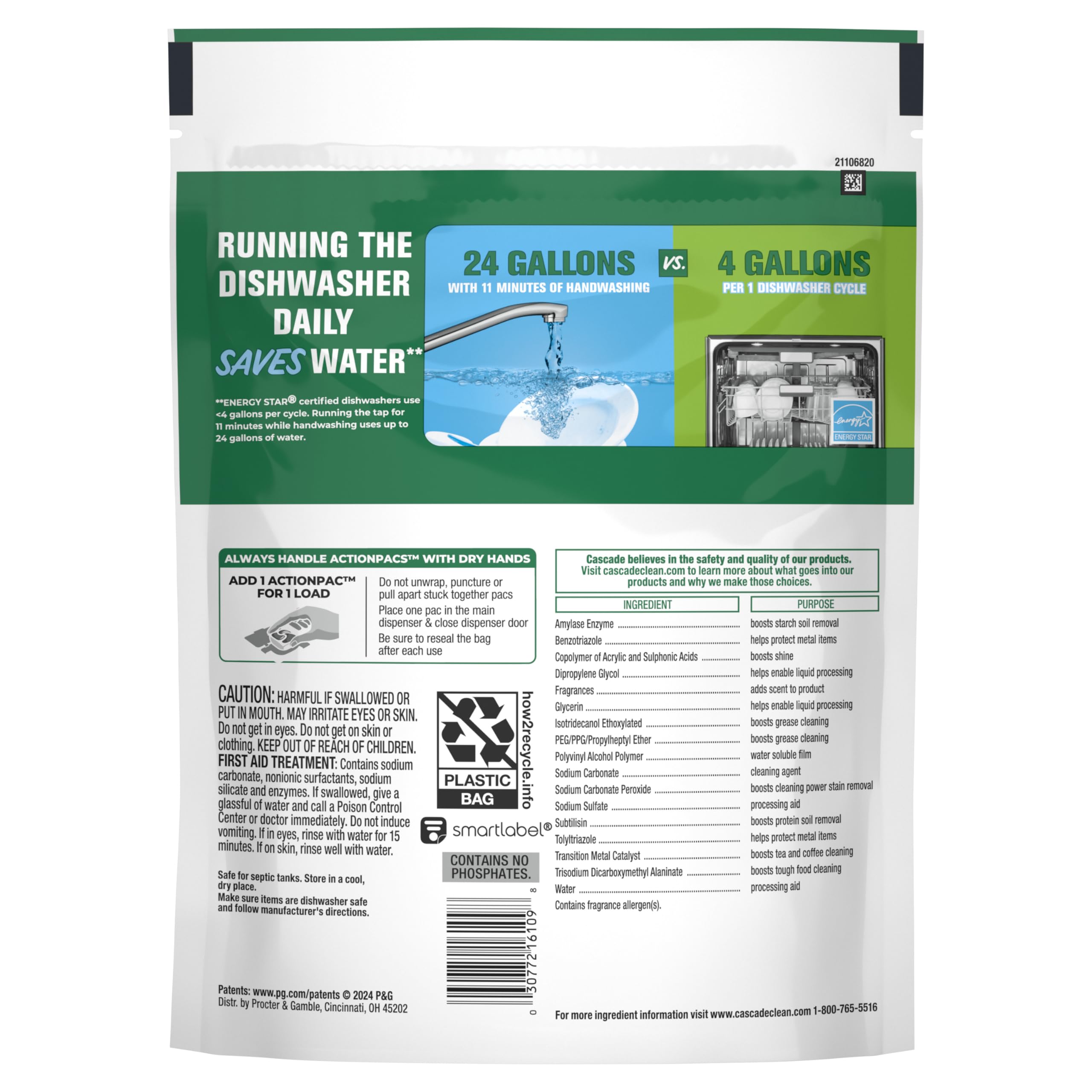 Cascade Free & Clear Dishwasher Pods, Dishwasher Detergent, Dish Detergent Soap, Lemon Essence, 19 Count