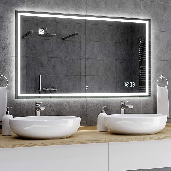 Atlanta Badspiegel Mit Led Beleuchtung Mit Wetterstation Und Lichtschalter