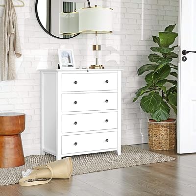 Buy Vasagle 4 Drawer Dresser Chest Of Drawers Bedside Table With Solid Wood Legs For Living Room Bedroom Office Entryway 28 3 X 17 7 X 33 5 Inches White Urcd34wt Online In Poland B07vfqtrtn