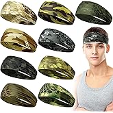 Men's Sweatbands for Workout and Sports - Camo Headband, Sweat Absorbing Wide Headband for Basketball, Football, Cycling, Running, Yoga, 4.7 x 9.8 Inch