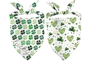 YAOFAVO St.Patricks Day Dog Bandanas 2 Pack, Green Shamrock Dog Scarfs for Boy and Girl, Pet Scarves for St.Patricks Day Holiday Bandanas for Small Medium Large Dogs (St. Patrick's Day-1, One Size)