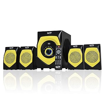 Oscar OSC-4140 BT 4.1 Channel Multimedia Home Theater System, Bluetooth Connectivity, 25W + 10W x 4 RMS, Support USB/SD/MMC+FM (Yellow, Black)