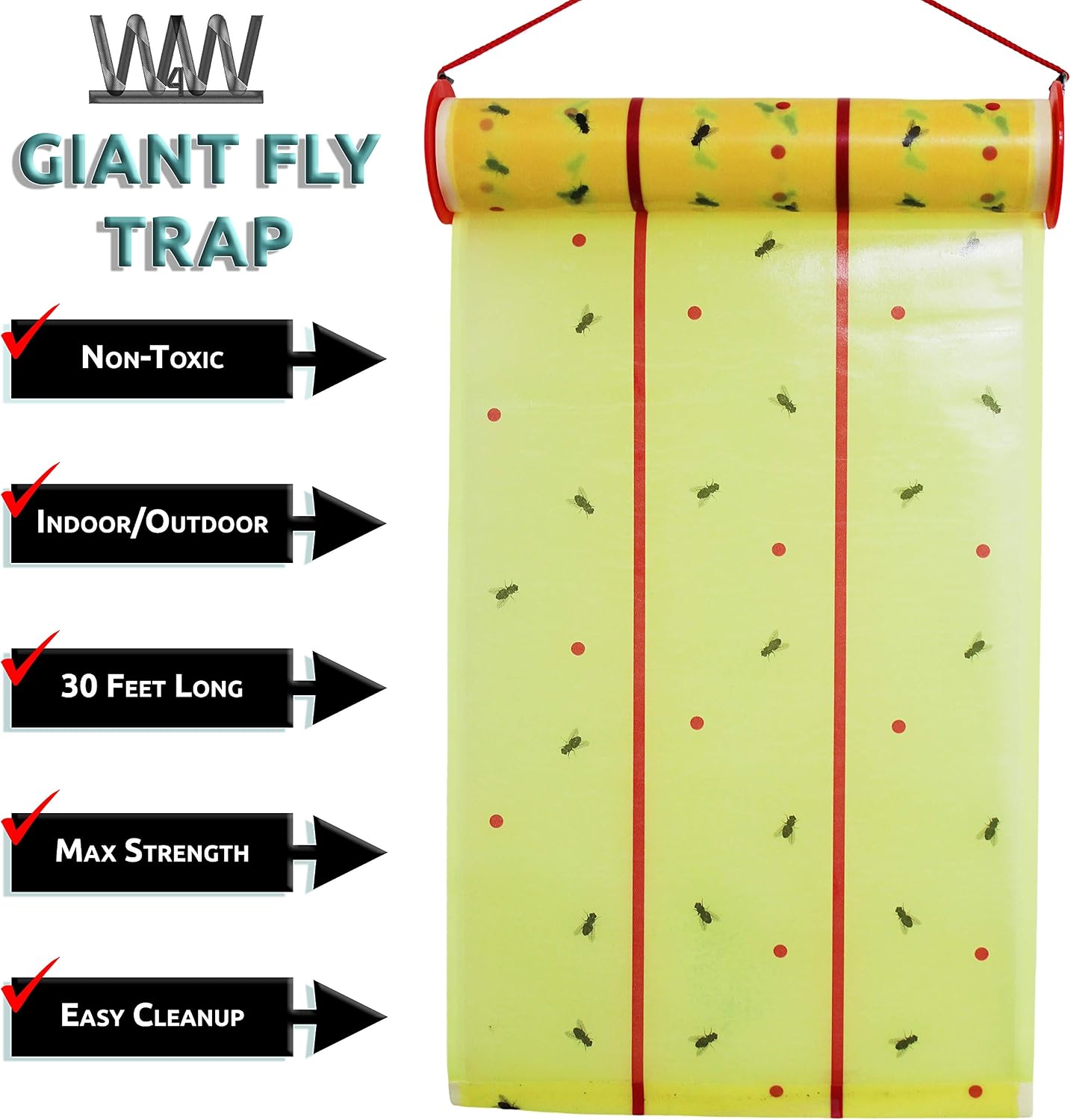 W4W, Giant Sticky Fly Trap Roll, MAX Strength, Outdoor/Indoor, Non Toxic - Image 5
