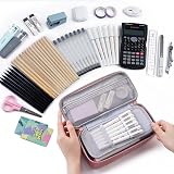 WEMATE Large Pencil Case 9x4.3x2.4in 5 Compartments Canvas Pink view 2