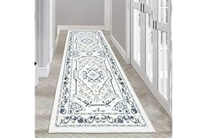 ROTTOGOON Hallway Runner Rug 2'x6' Washable Vintage Distressed Area Rug Laundry Rug with Rubber Backing Stain Resistant Non-Slip Bohemian Runner Rugs for Hallway Laundry Room Kitchen Bathroom（Grey）