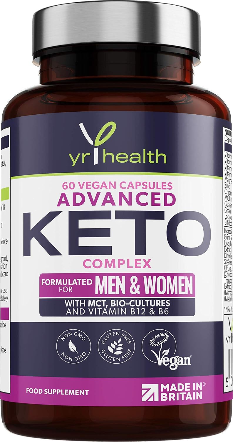 Keto Pills Max Strength Advanced Complex for Men & Women, MCT Oil, Green Tea, Bio-Cultures, Vitamins & Minerals