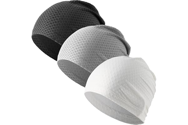WTACTFUL 3-Pack Cooling Skull Caps for Men Women - Breathable Mesh Quick-Dry Dreadlock Cap for Running Gym & Summer Sports