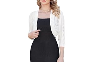 YADIFEN Women's 3/4 Sleeve Cropped Cardigan Open Front Lightweight Bolero Shrugs for Evening Dresses