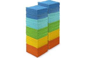 AIDEA Microfiber Cleaning Cloth 100PK, Soft Absorbent Rags, Microfiber Towels for Cars, Kitchen Towels, Dusting Cloth for Home, Window, Cleaning Supplies,12"×12"